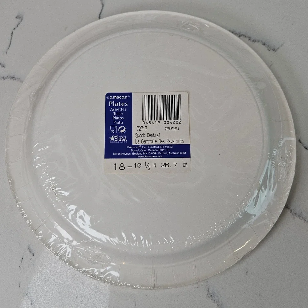 VTG Y2K Halloween Paper Plates Haunted House Skeleton Pumpkins 10.5 Inch NWT